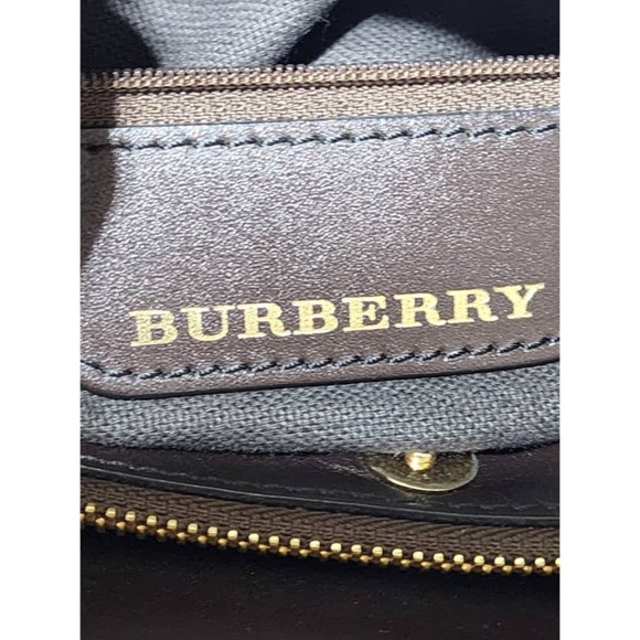 Authentic Burberry Haymarket Check PVC and Leather Small Hepburn Tote Bag - Picture 8 of 14